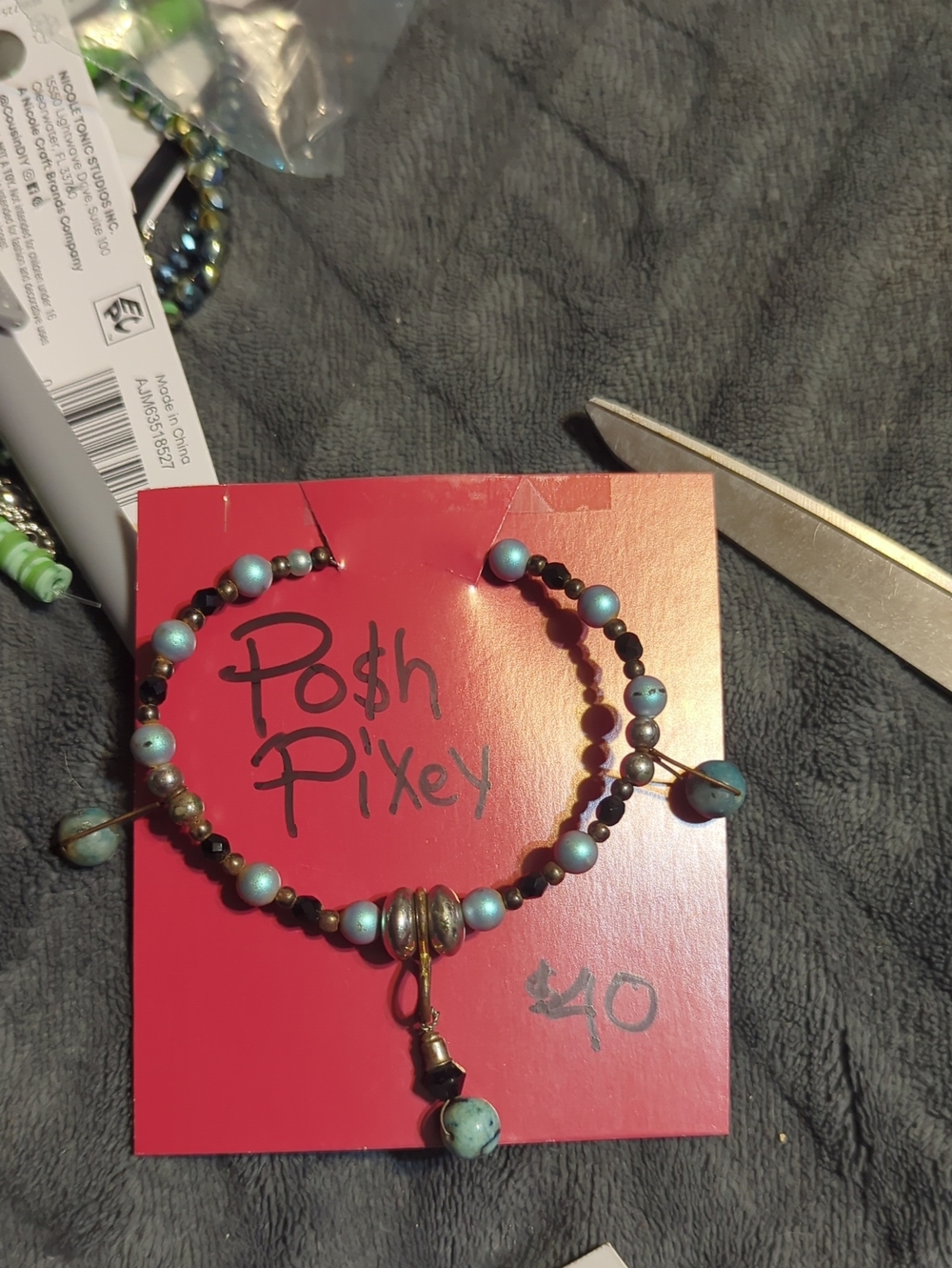 Turquoise Beaded Charm Bracelet